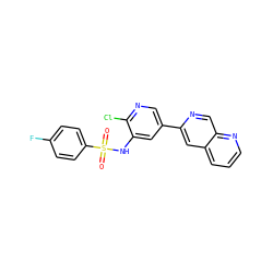 O=S(=O)(Nc1cc(-c2cc3cccnc3cn2)cnc1Cl)c1ccc(F)cc1 ZINC000073195716
