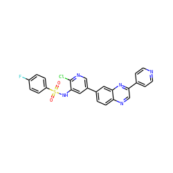 O=S(=O)(Nc1cc(-c2ccc3ncc(-c4ccncc4)nc3c2)cnc1Cl)c1ccc(F)cc1 ZINC000073160065