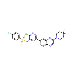 O=S(=O)(Nc1cc(-c2ccc3ncc(N4CCC(F)(F)CC4)nc3c2)cnc1Cl)c1ccc(F)cc1 ZINC000073169051