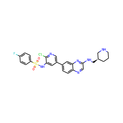 O=S(=O)(Nc1cc(-c2ccc3ncc(NC[C@@H]4CCCNC4)nc3c2)cnc1Cl)c1ccc(F)cc1 ZINC000073142132