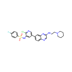 O=S(=O)(Nc1cc(-c2ccc3ncc(NCCN4CCCCC4)nc3c2)cnc1Cl)c1ccc(F)cc1 ZINC000073142143