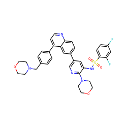 O=S(=O)(Nc1cc(-c2ccc3nccc(-c4ccc(CN5CCOCC5)cc4)c3c2)cnc1N1CCOCC1)c1ccc(F)cc1F ZINC001772649787