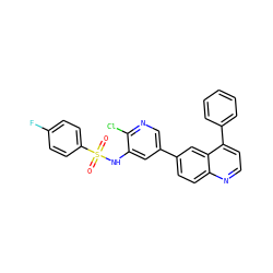 O=S(=O)(Nc1cc(-c2ccc3nccc(-c4ccccc4)c3c2)cnc1Cl)c1ccc(F)cc1 ZINC000073159007