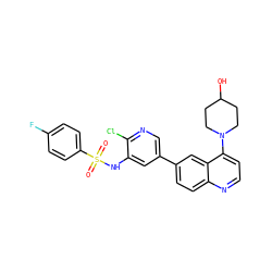 O=S(=O)(Nc1cc(-c2ccc3nccc(N4CCC(O)CC4)c3c2)cnc1Cl)c1ccc(F)cc1 ZINC000073196260