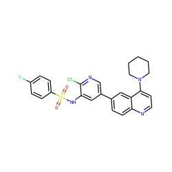 O=S(=O)(Nc1cc(-c2ccc3nccc(N4CCCCC4)c3c2)cnc1Cl)c1ccc(F)cc1 ZINC000073196259