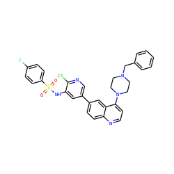 O=S(=O)(Nc1cc(-c2ccc3nccc(N4CCN(Cc5ccccc5)CC4)c3c2)cnc1Cl)c1ccc(F)cc1 ZINC000073196610