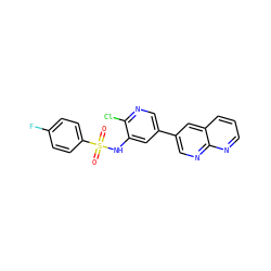 O=S(=O)(Nc1cc(-c2cnc3ncccc3c2)cnc1Cl)c1ccc(F)cc1 ZINC000073195717