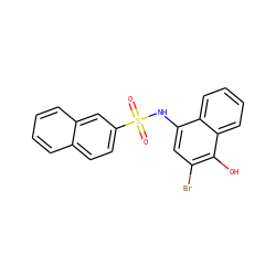 O=S(=O)(Nc1cc(Br)c(O)c2ccccc12)c1ccc2ccccc2c1 ZINC000001197782