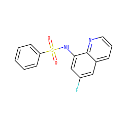O=S(=O)(Nc1cc(F)cc2cccnc12)c1ccccc1 ZINC000205624628