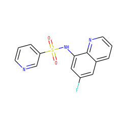 O=S(=O)(Nc1cc(F)cc2cccnc12)c1cccnc1 ZINC000141817345