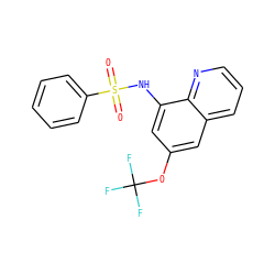 O=S(=O)(Nc1cc(OC(F)(F)F)cc2cccnc12)c1ccccc1 ZINC000205630133