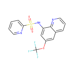 O=S(=O)(Nc1cc(OC(F)(F)F)cc2cccnc12)c1ccccn1 ZINC000141818462