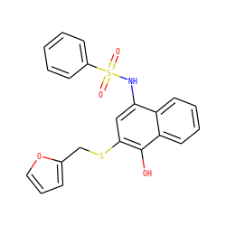 O=S(=O)(Nc1cc(SCc2ccco2)c(O)c2ccccc12)c1ccccc1 ZINC000004945027