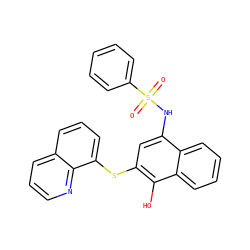 O=S(=O)(Nc1cc(Sc2cccc3cccnc23)c(O)c2ccccc12)c1ccccc1 ZINC000001119380