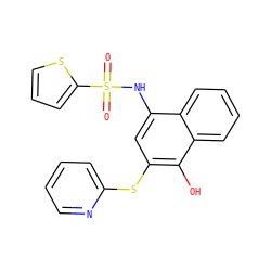 O=S(=O)(Nc1cc(Sc2ccccn2)c(O)c2ccccc12)c1cccs1 ZINC000084689861