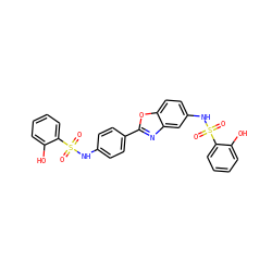 O=S(=O)(Nc1ccc(-c2nc3cc(NS(=O)(=O)c4ccccc4O)ccc3o2)cc1)c1ccccc1O ZINC001772593491