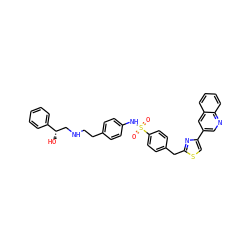 O=S(=O)(Nc1ccc(CCNC[C@H](O)c2ccccc2)cc1)c1ccc(Cc2nc(-c3cnc4ccccc4c3)cs2)cc1 ZINC000028524037
