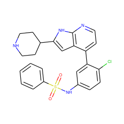 O=S(=O)(Nc1ccc(Cl)c(-c2ccnc3[nH]c(C4CCNCC4)cc23)c1)c1ccccc1 ZINC000226063313