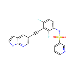 O=S(=O)(Nc1ccc(F)c(C#Cc2cnc3[nH]ccc3c2)c1F)c1cccnc1 ZINC000473132441