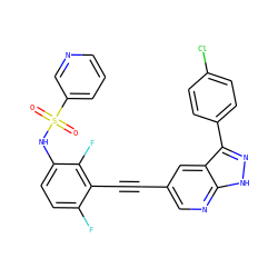 O=S(=O)(Nc1ccc(F)c(C#Cc2cnc3[nH]nc(-c4ccc(Cl)cc4)c3c2)c1F)c1cccnc1 ZINC000473129502