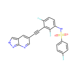 O=S(=O)(Nc1ccc(F)c(C#Cc2cnc3n[nH]cc3c2)c1F)c1ccc(F)cc1 ZINC000473131338