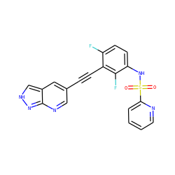 O=S(=O)(Nc1ccc(F)c(C#Cc2cnc3n[nH]cc3c2)c1F)c1ccccn1 ZINC000473129817