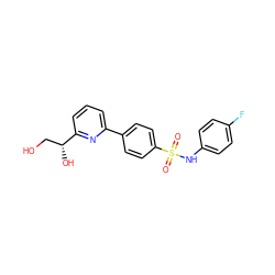 O=S(=O)(Nc1ccc(F)cc1)c1ccc(-c2cccc([C@H](O)CO)n2)cc1 ZINC000114592637