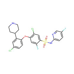 O=S(=O)(Nc1ccc(F)cn1)c1cc(Cl)c(Oc2ccc(Cl)cc2C2CCNCC2)cc1F ZINC000095585041