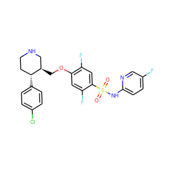 O=S(=O)(Nc1ccc(F)cn1)c1cc(F)c(OC[C@@H]2CNCC[C@H]2c2ccc(Cl)cc2)cc1F ZINC000220602550