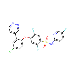 O=S(=O)(Nc1ccc(F)cn1)c1cc(F)c(Oc2ccc(Cl)cc2-c2ccnnc2)cc1F ZINC000095584505