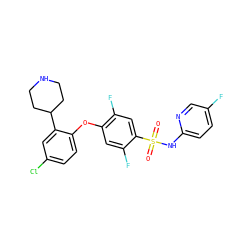 O=S(=O)(Nc1ccc(F)cn1)c1cc(F)c(Oc2ccc(Cl)cc2C2CCNCC2)cc1F ZINC000095583481