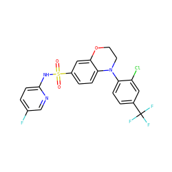O=S(=O)(Nc1ccc(F)cn1)c1ccc2c(c1)OCCN2c1ccc(C(F)(F)F)cc1Cl ZINC000205723323