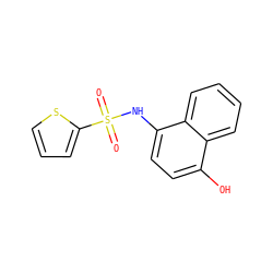 O=S(=O)(Nc1ccc(O)c2ccccc12)c1cccs1 ZINC000000073745