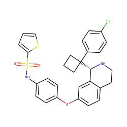 O=S(=O)(Nc1ccc(Oc2ccc3c(c2)[C@H](C2(c4ccc(Cl)cc4)CCC2)NCC3)cc1)c1cccs1 ZINC000114980008