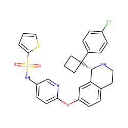 O=S(=O)(Nc1ccc(Oc2ccc3c(c2)[C@H](C2(c4ccc(Cl)cc4)CCC2)NCC3)nc1)c1cccs1 ZINC000114983515