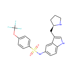 O=S(=O)(Nc1ccc2[nH]cc(C[C@H]3CCCN3)c2c1)c1ccc(OC(F)(F)F)cc1 ZINC000013607642