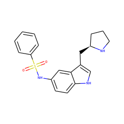 O=S(=O)(Nc1ccc2[nH]cc(C[C@H]3CCCN3)c2c1)c1ccccc1 ZINC000013607614