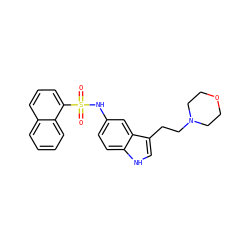 O=S(=O)(Nc1ccc2[nH]cc(CCN3CCOCC3)c2c1)c1cccc2ccccc12 ZINC000013611760