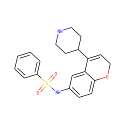 O=S(=O)(Nc1ccc2c(c1)C(C1CCNCC1)=CCO2)c1ccccc1 ZINC000038318544