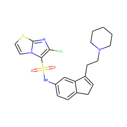O=S(=O)(Nc1ccc2c(c1)C(CCN1CCCCC1)=CC2)c1c(Cl)nc2sccn12 ZINC000040403552