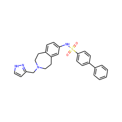 O=S(=O)(Nc1ccc2c(c1)CCN(Cc1cc[nH]n1)CC2)c1ccc(-c2ccccc2)cc1 ZINC000049110654