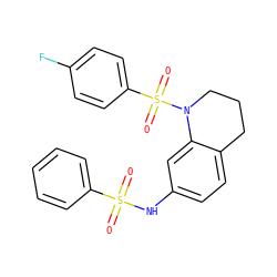 O=S(=O)(Nc1ccc2c(c1)N(S(=O)(=O)c1ccc(F)cc1)CCC2)c1ccccc1 ZINC000009569497