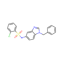 O=S(=O)(Nc1ccc2c(c1)ncn2Cc1ccccc1)c1ccccc1Cl ZINC000040379700