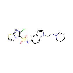 O=S(=O)(Nc1ccc2c(ccn2CCN2CCCCC2)c1)c1c(Cl)nc2sccn12 ZINC000013611687