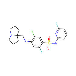 O=S(=O)(Nc1cccc(F)n1)c1cc(Cl)c(NCC23CCCN2CCC3)cc1F ZINC001772605422