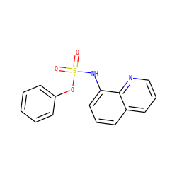O=S(=O)(Nc1cccc2cccnc12)Oc1ccccc1 ZINC000205633988