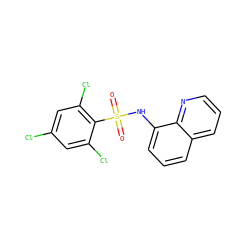 O=S(=O)(Nc1cccc2cccnc12)c1c(Cl)cc(Cl)cc1Cl ZINC000058190727
