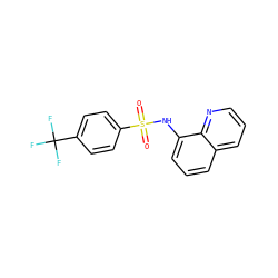 O=S(=O)(Nc1cccc2cccnc12)c1ccc(C(F)(F)F)cc1 ZINC000007709485