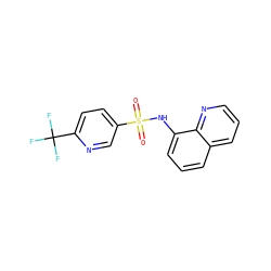 O=S(=O)(Nc1cccc2cccnc12)c1ccc(C(F)(F)F)nc1 ZINC000181209011