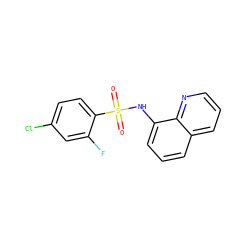 O=S(=O)(Nc1cccc2cccnc12)c1ccc(Cl)cc1F ZINC000007709469
